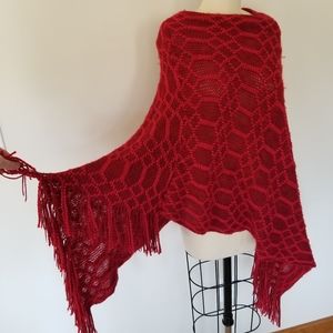 Handmade Knitted Red Shawl